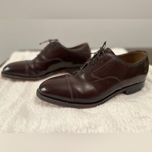 Johnston & Murphy Dark Brown Leather Oxfords Size 8.5 Dress Shoes Business GUC